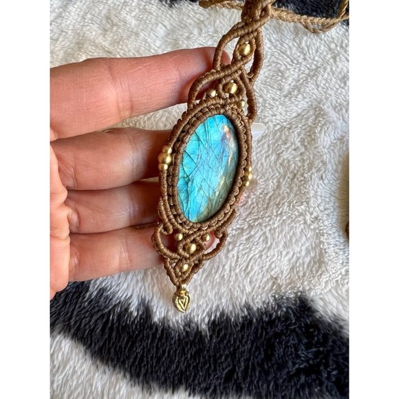 CHOOSE FROM 3! Super FLash Labradorite Hemp Necklace - Picture 5 of 10